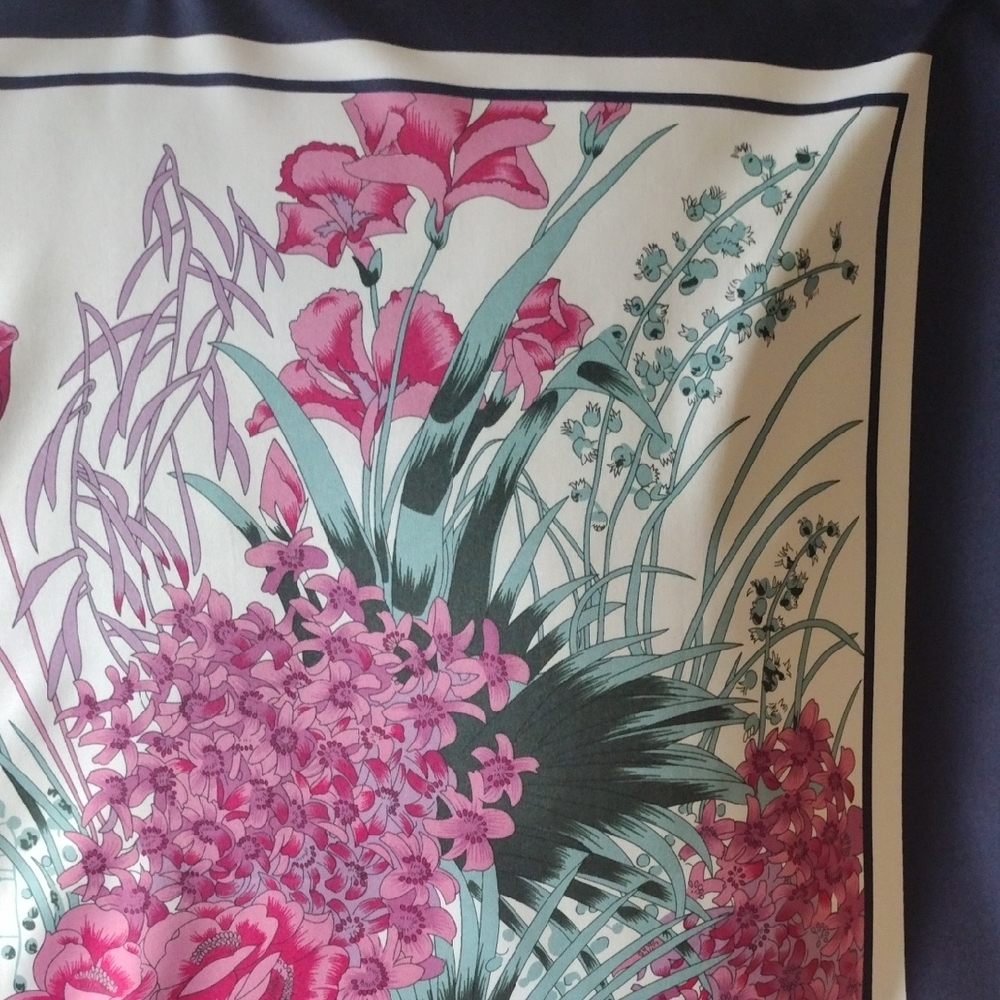 Floral Scarf with Pink and Purple Accents - Picture 4 of 5